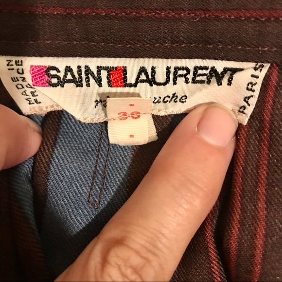 Vintage Yves Saint Laurent multicolor striped pleated wool skirt. Size S. - Picture 11 of 12